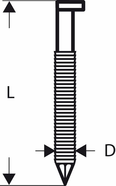 Hrebík - páskovaný, s hlavickou ve tvaru písmene D SN34DK 65R 2,8 mm, 65 mm, lesklé, rýhované